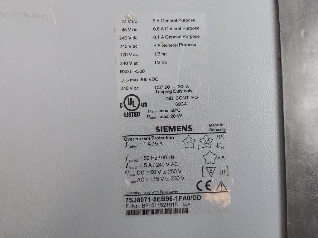 Siemens Variable Speed Inverter Drive 7Sj8071-5Eb96-1Fa0/Dd