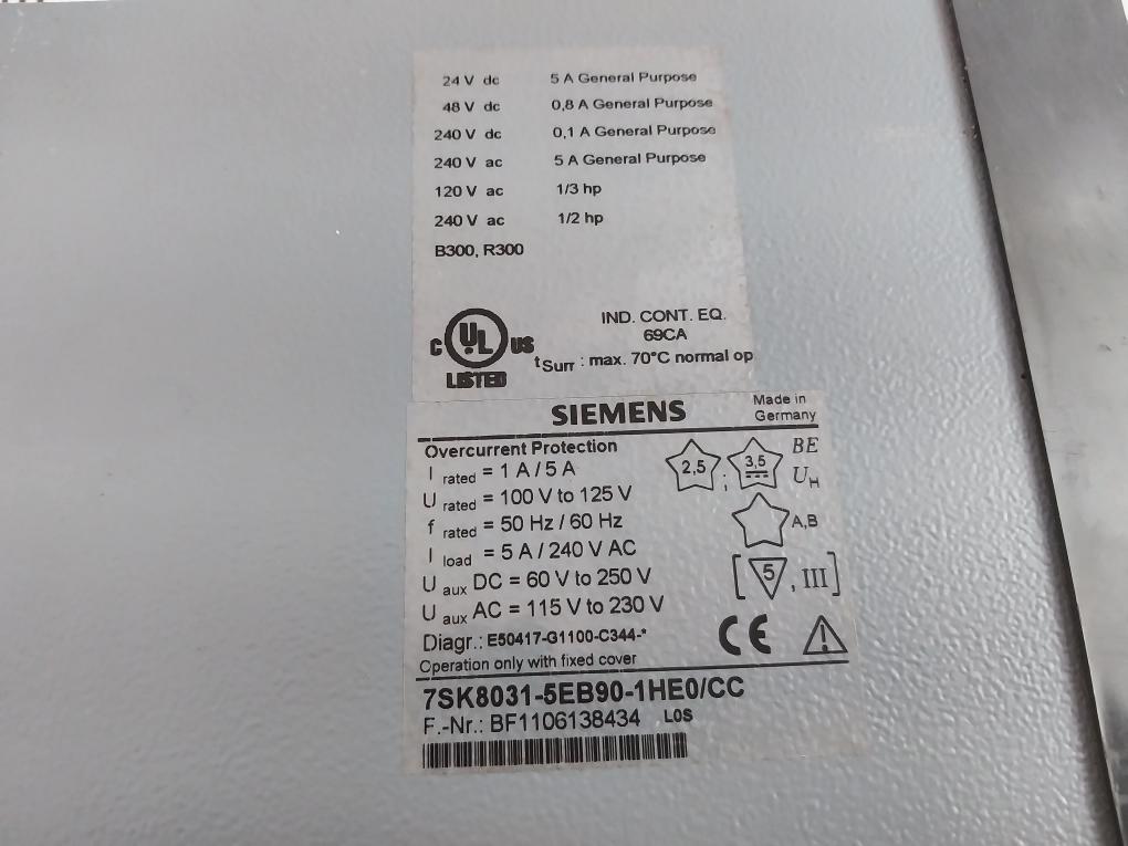 Siemens 7Sk8031-5Eb90-1He0/Cc Overcurrent Protection Relay C73334-a1-a81-1