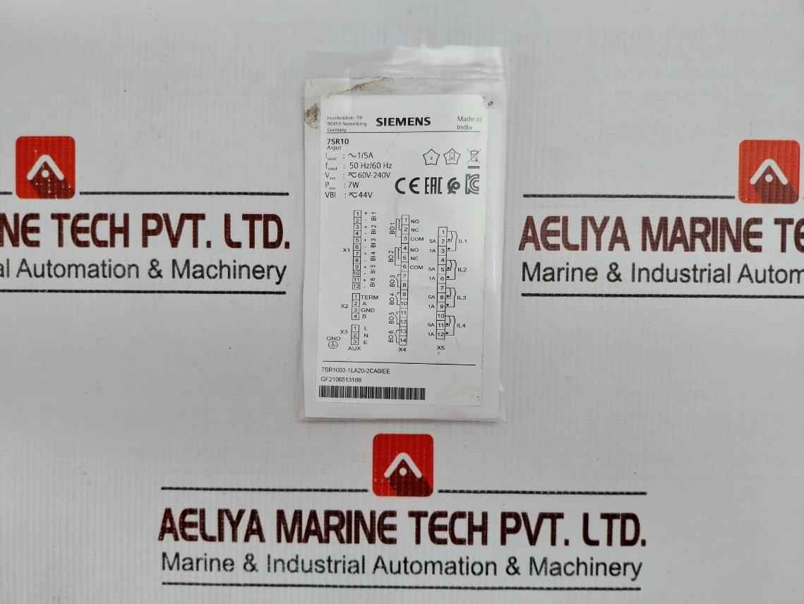 Siemens 7Sr1003-1La20-2Ca0/Ee Overcurrent Relay 60V-240V 50-60Hz (Without Body)