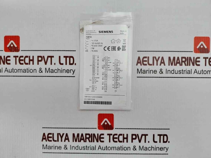 Siemens 7Sr1003-1La20-2Ca0/Ee Overcurrent Relay 60V-240V 50-60Hz (Without Body)