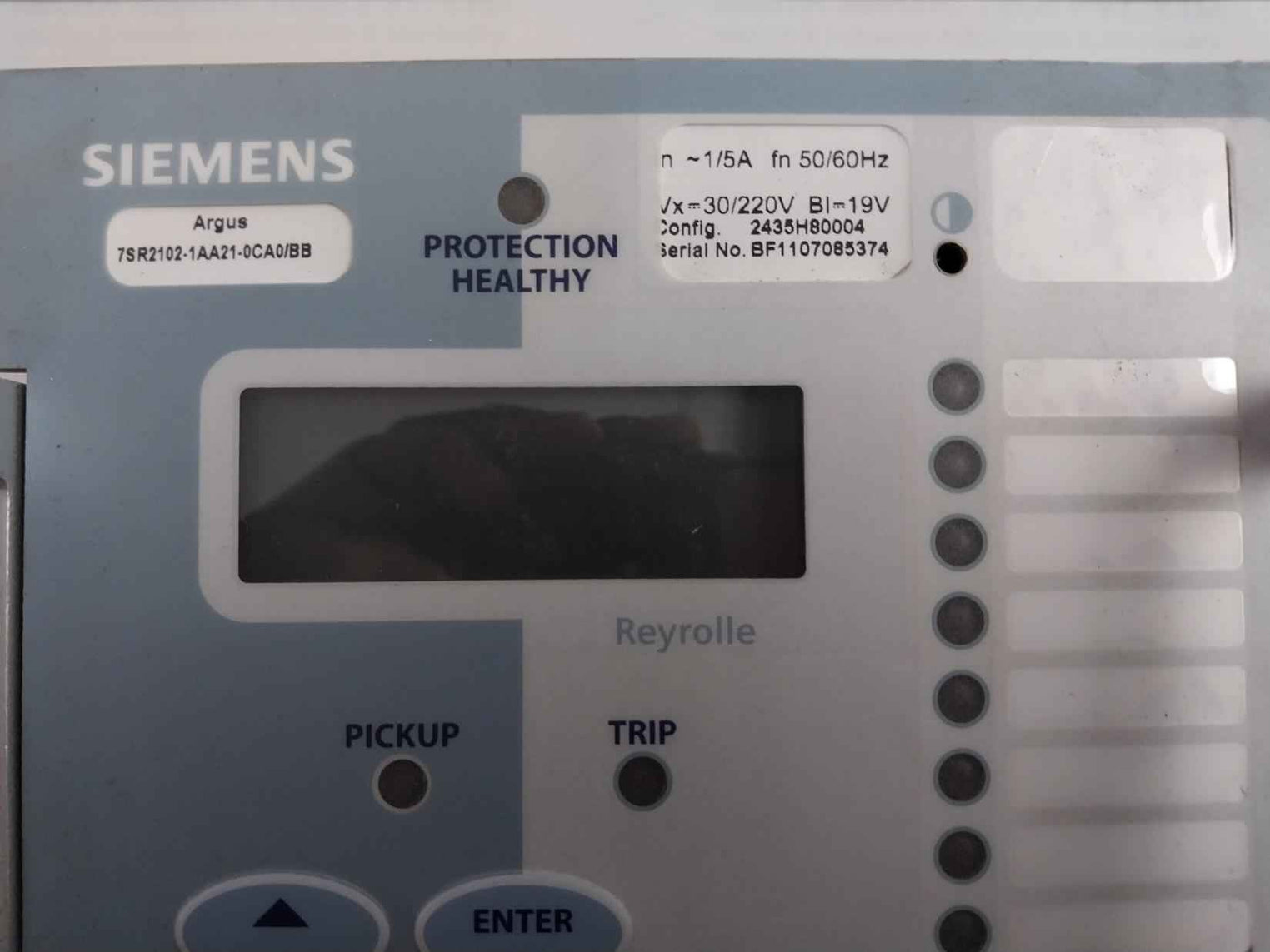 Siemens 7Sr2102-1Aa21-0Ca0/Bb Overcurrent Relay ~1/5A 30/220V 50/60Hz 94V-0