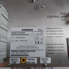 Siemens 7Ss5231-5Ea01-0Aa1/Hh Busbar Protection Bay Unit 50,60Hz 48V-250V Dc