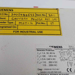 Siemens 7Um6211-5Eb92-0Fa0/Ff Generator Protection 110-250 V Dc 5A
