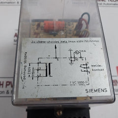 Siemens 7Vc 5000-1 Earth Leakage Monitor G33928 F0424 C003-c3-0036 50/60 Hz
