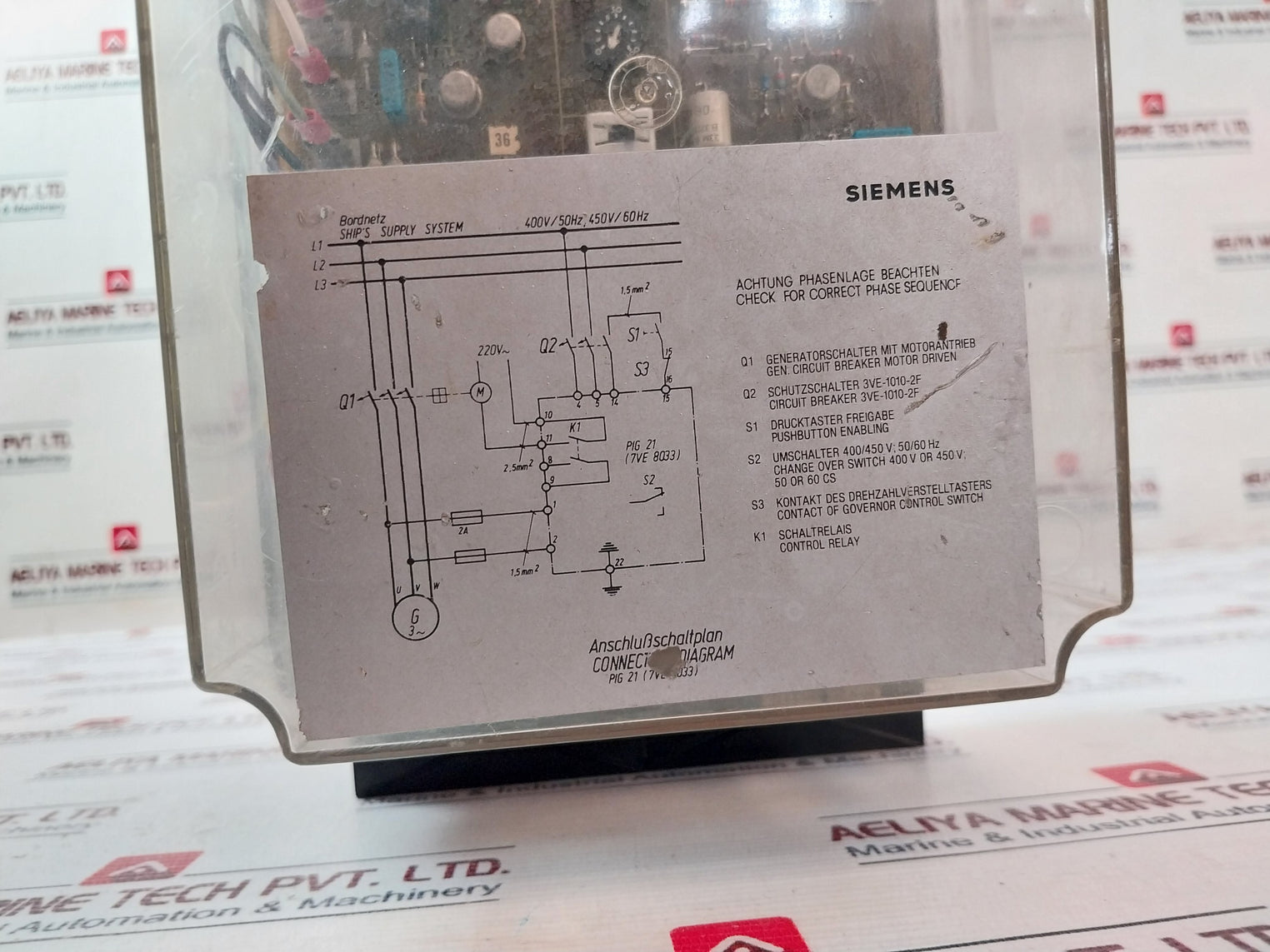 Siemens 7Ve 8033 Control Relay 400V/450V 50Hz/60Hz G33928-g06463-c001-d9-0036