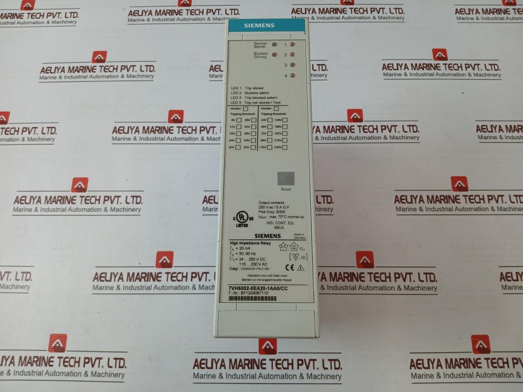 Siemens 7Vh6002-0Ea20-1Aa0/Cc High-impedance Differential Relay 20Ma 50/60 Hz
