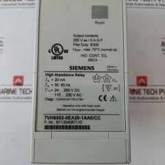Siemens 7Vh6002-0Ea20-1Aa0/Cc High-impedance Differential Relay 20Ma 50/60 Hz