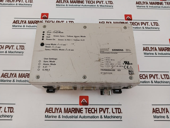 Siemens 7Xv56620Aa00 Gg Communication Converter G.703.1/ X.21 110V-230V 45-65Hz