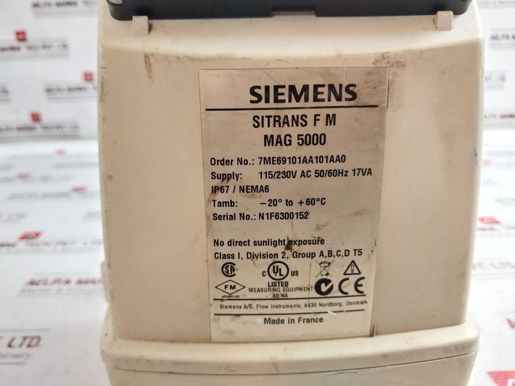 Siemens 7me69101aa101aa0 Sitrans Fm Mag 5000 Microprocessor-based Transmitter