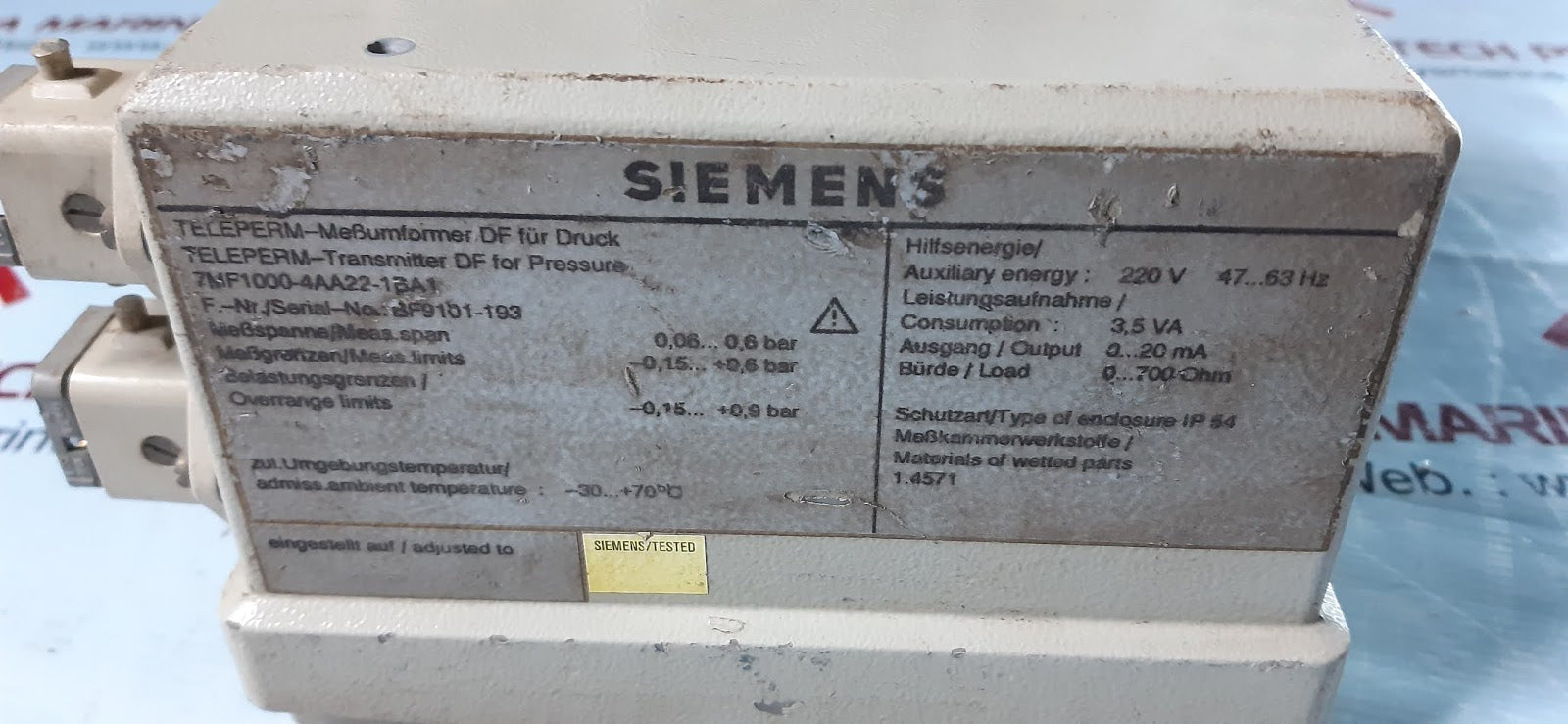 Siemens 7mf1000-4aa22-1ba1 transmitter