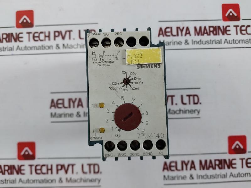 Siemens 7pu4140-2bn20 On Delay Timer, 10s-100h, 200-240v Ac