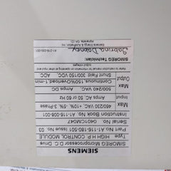 Siemens A1-116-180-501 High H.P. Control Module