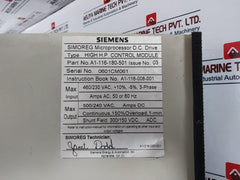 Siemens A1-116-180-501 Simoreg Microprocessor Dc Drive High H.P. Control Module
