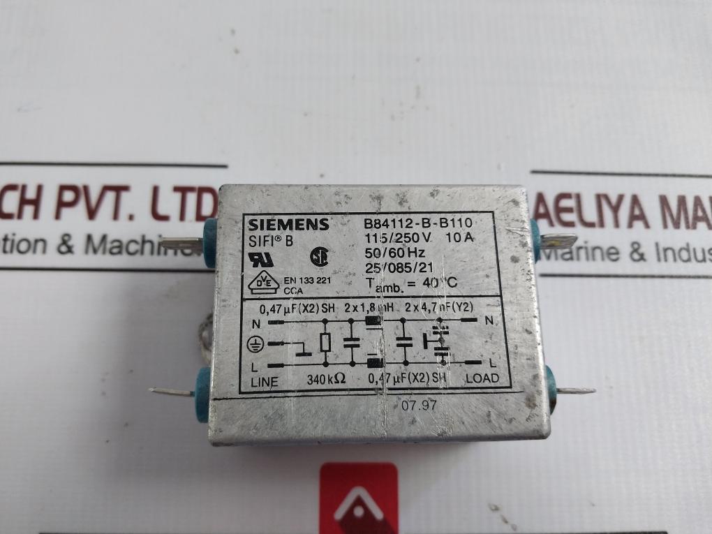 Siemens B84112-b-b110 Power Line Filter 115/250V 10A 50/60Hz 340KΩ