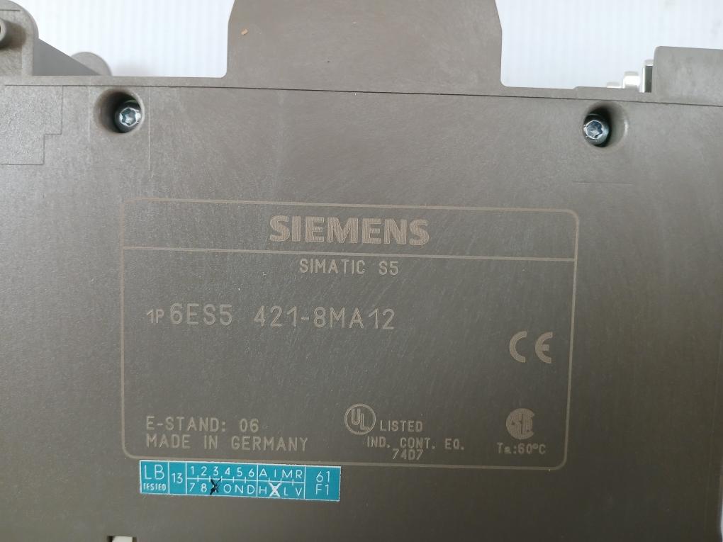 Siemens Digital Input Module 8 Inputs 24V 6Es5 421-8Ma12