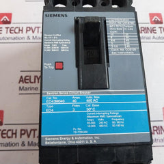 Siemens Ed43m040 , Ed4, 3P Sentron Series Circuit Breaker 40A