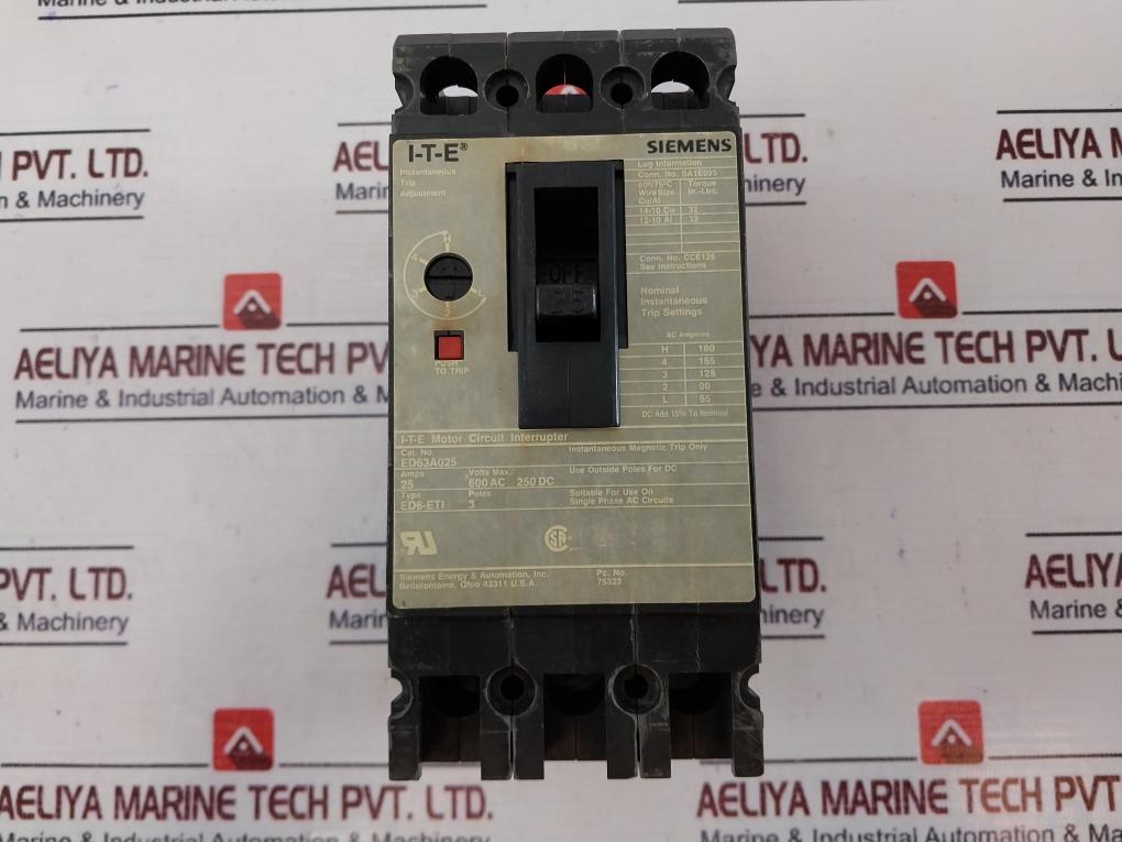 Siemens ED63A050 I-T-E Motor Circuit Interrupter 600AC 250DC