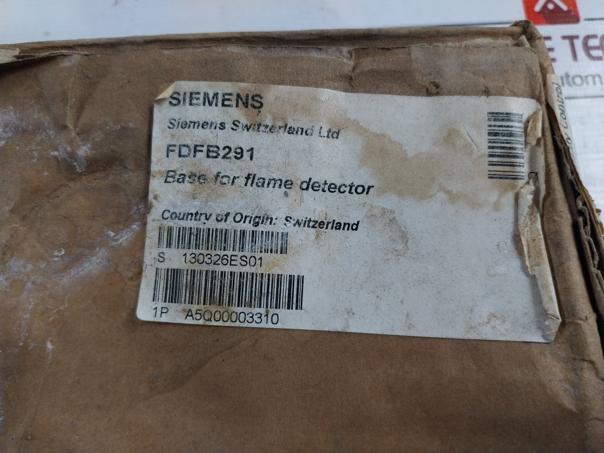 Siemens Fdfb291 Base For Flame Detector, A5Q00003310