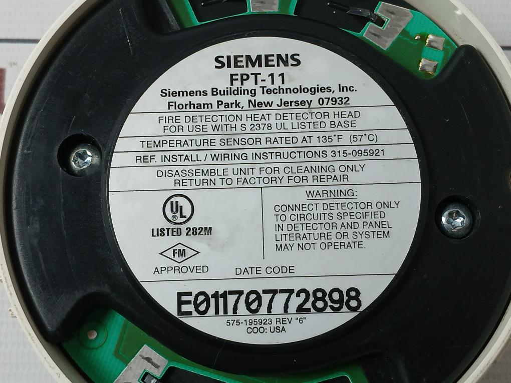 Siemens Fpt-11 Fire Detection Heat Detector Head