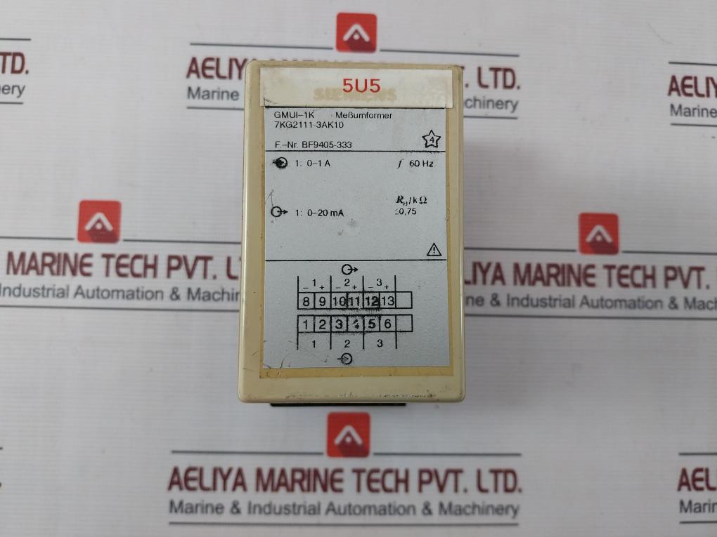 Siemens Gmui-1K Measuring Transducer Transmitter 7Kg2111-3Ak10 60Hz 0-1A 0-20Ma