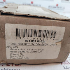 Siemens Gr.00 3Nh4 030 Fuse Holder 160A/~690V 8710101024