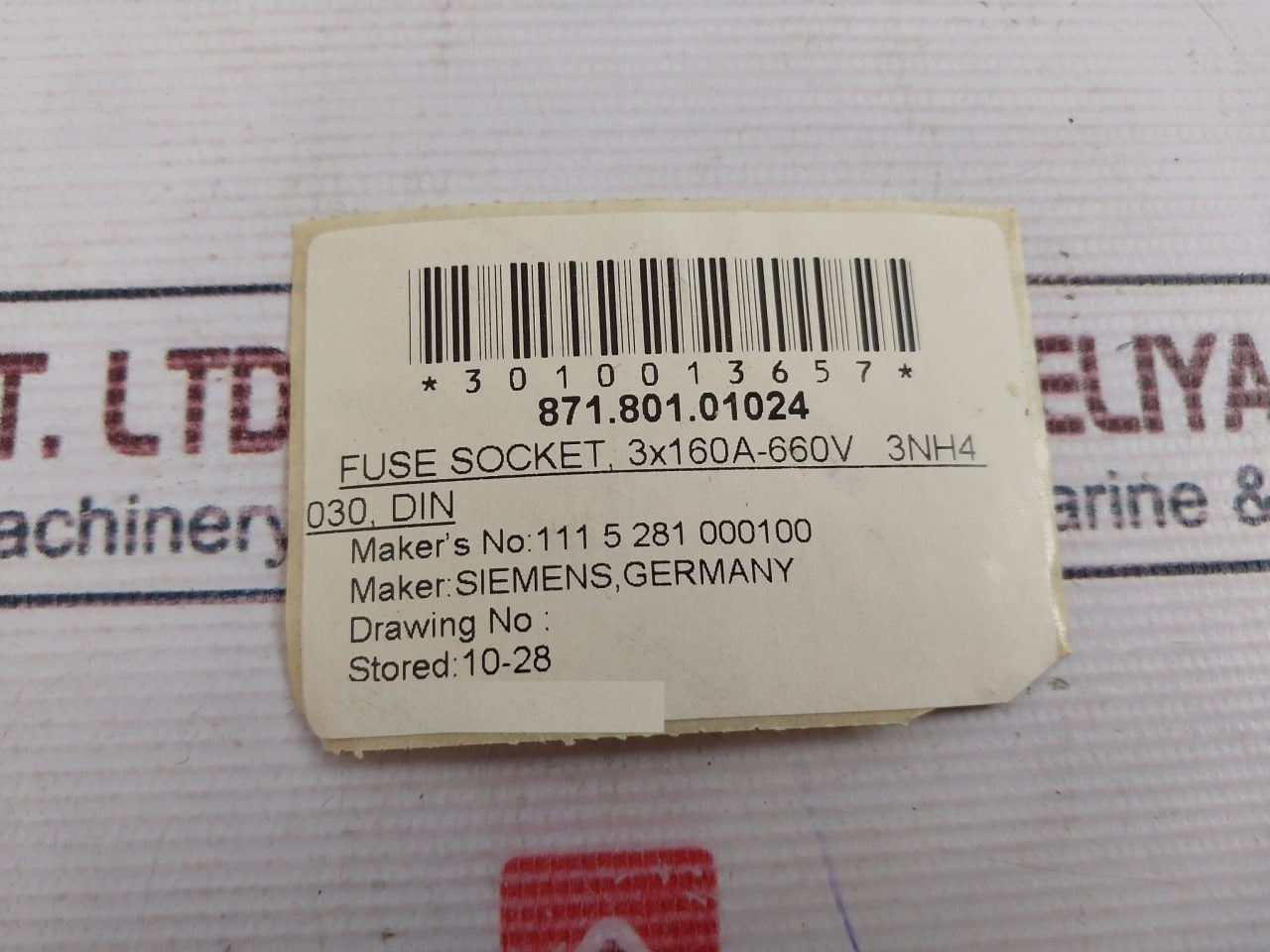 Siemens Gr.00 3Nh4 030 Fuse Holder 160A/~690V 8710101024