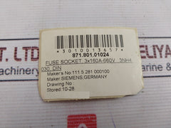 Siemens Gr.00 3Nh4 030 Fuse Holder 160A/~690V 8710101024