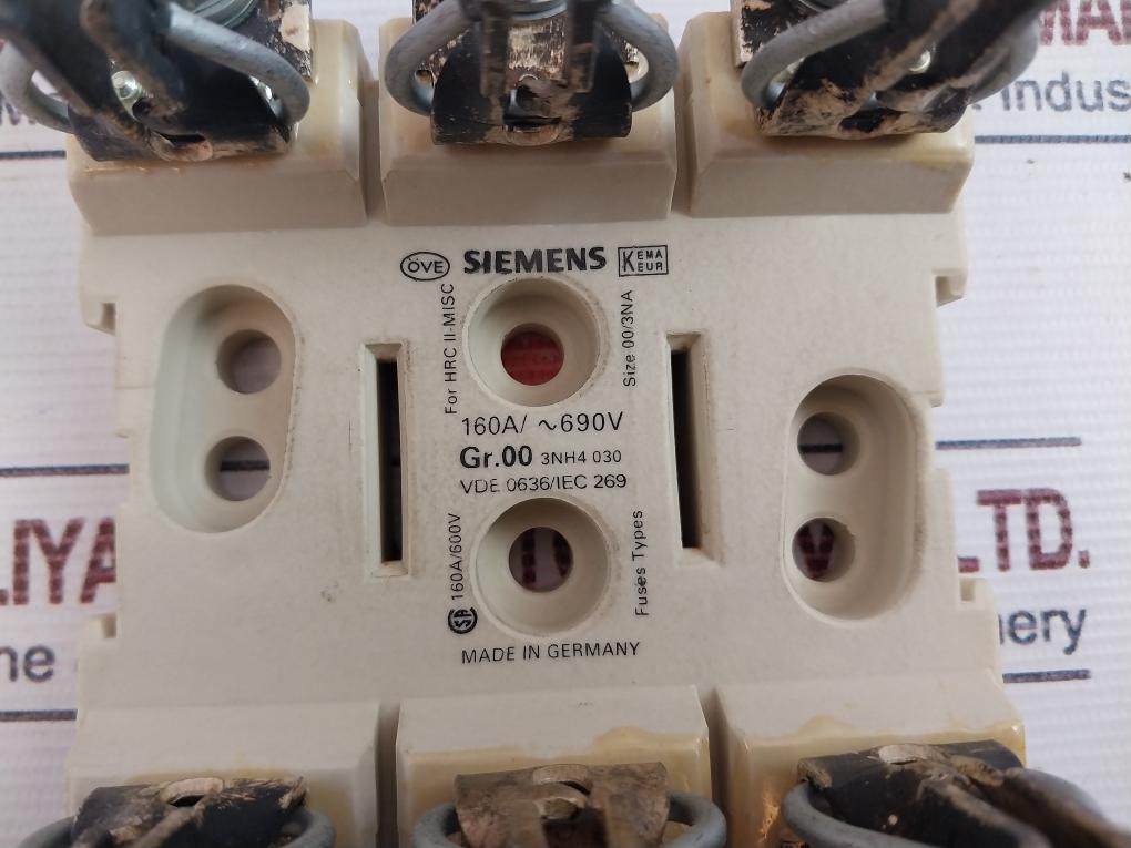 Siemens Gr.00 3Nh4 030 Fuse Holder 160A/~690V