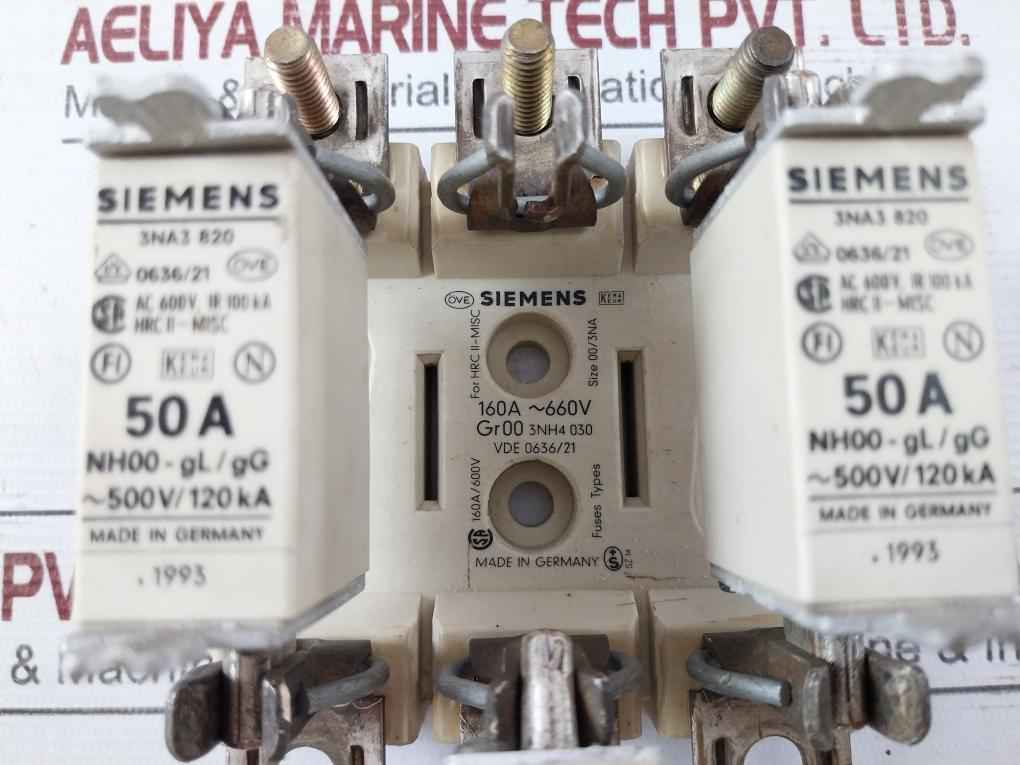 Siemens Gr00 3Nh4 030 Fuse With Base 160A/600V 50A Nh00-gl/Gg