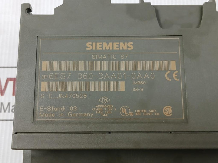 Siemens I/O Interface Module 6Es7-360-3Aa01-0Aa0