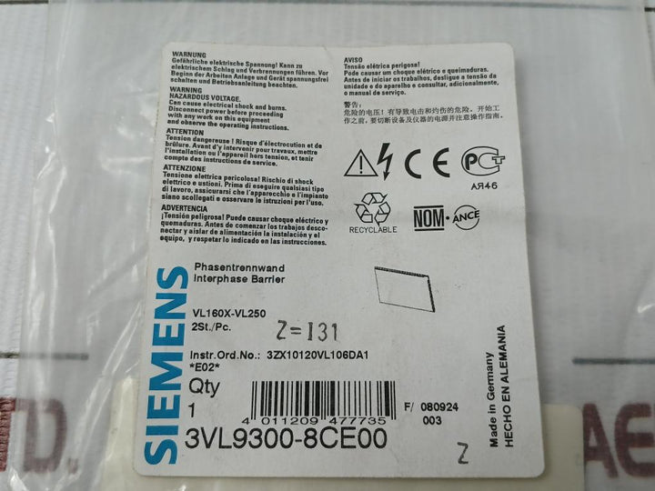 Siemens Interphase Barrier 3Vl9300-8Ce00