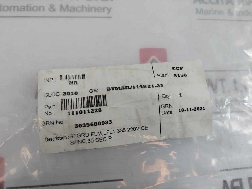 Siemens Lfl1.335 Gas Burner Controller Series-01 230v 50-60hz 3.5va