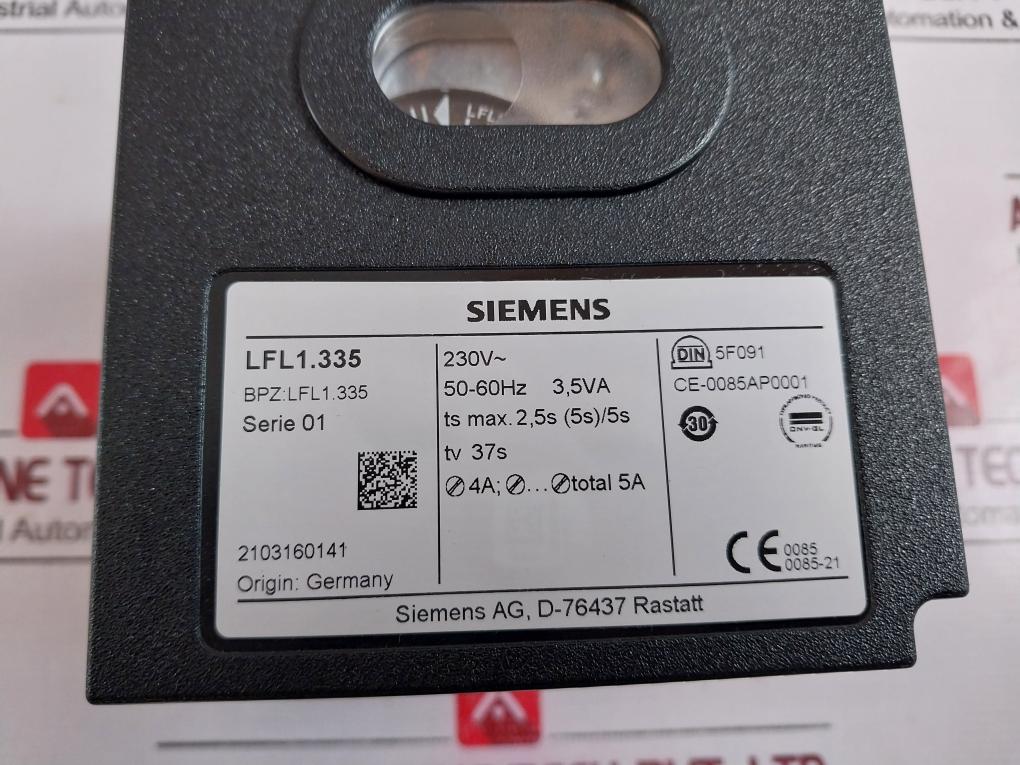 Siemens Lfl1.335 Gas Burner Controller Series-01 230v 50-60hz 3.5va