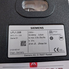 Siemens Lfl1.335 Gas Burner Controller Series-01 230V 50-60Hz 3.5Va