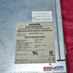 Siemens Masterdrives 6Se7023-2Es87-2Da1 Braking Unit