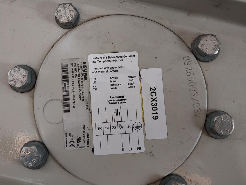 Siemens 2CF7402-1NA91-1EE5 Centrifugal Fan MK137-2EK.20.U IP10
