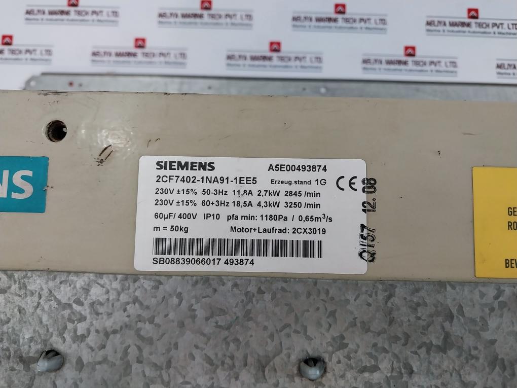 Siemens Mk137-2ek.20.u Centrifugal Fan 2cf7402-1na91-1ee5