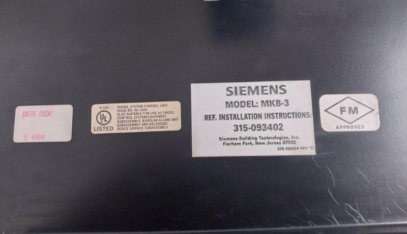 Siemens Mkb-3 Main Display Controller Fire Alarm Rev.3 575-198204