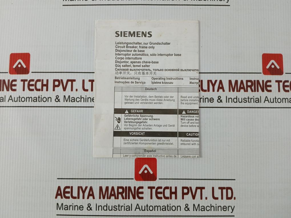 Siemens Molded Case Circuit Breaker 480V 75Ka 50/60Hz Part No 3Vl4740-3Aa36-0Aa0