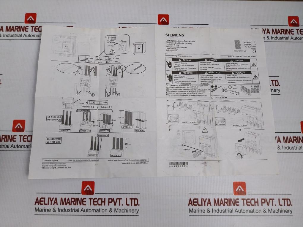 Siemens Molded Case Circuit Breaker 50/60Hz 3Vl5763-2Dc36-0Ae1