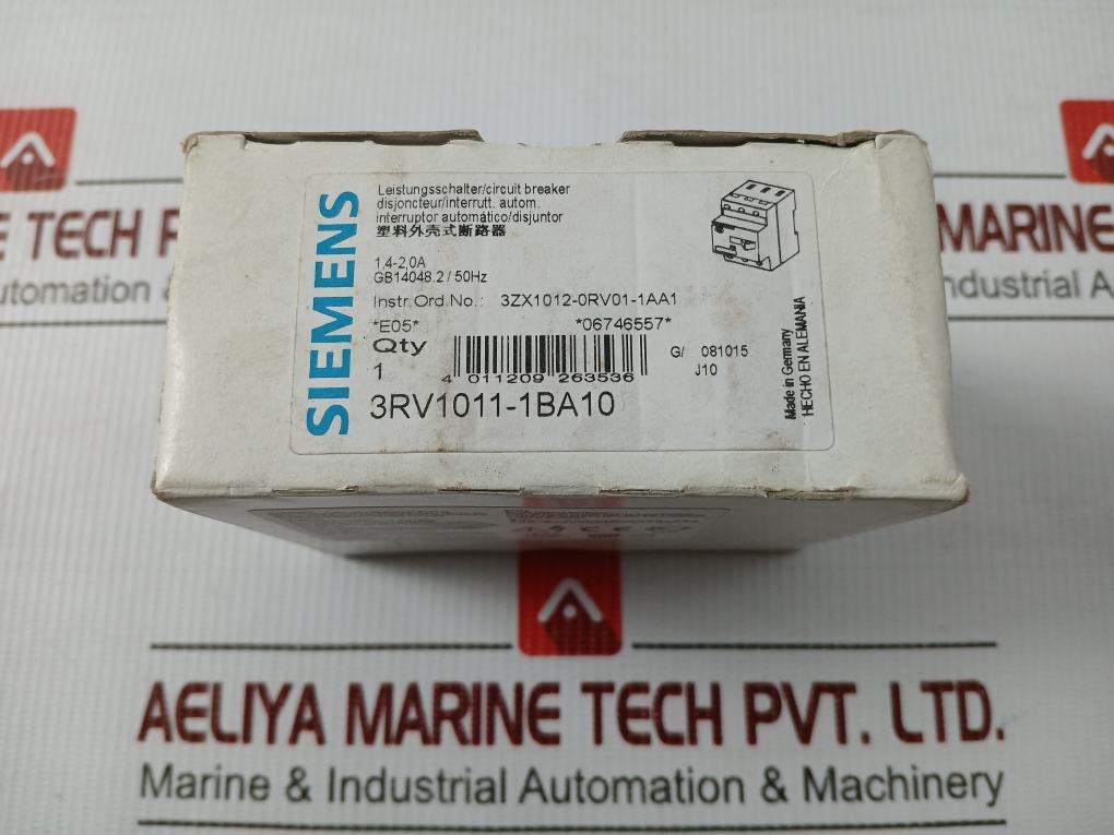 Siemens Motor Protection Circuit Breaker 3Rv1011-1Ba10 600V/1.4,2A