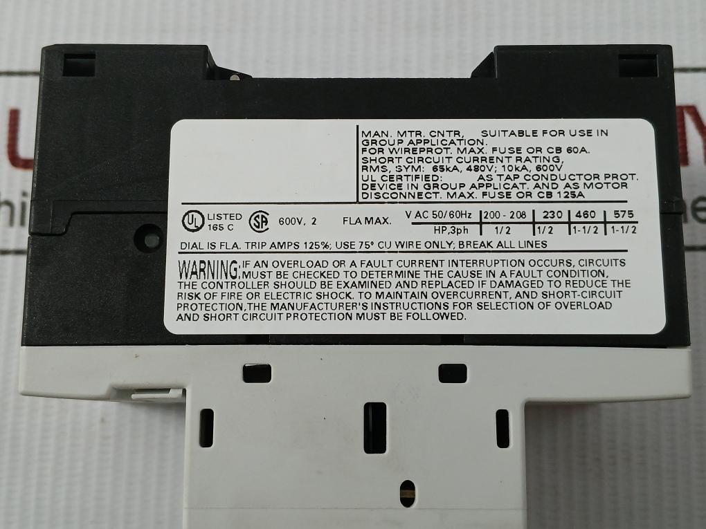 Siemens Motor Protection Circuit Breaker 3Rv1011-1Ba10 600V/1.4,2A