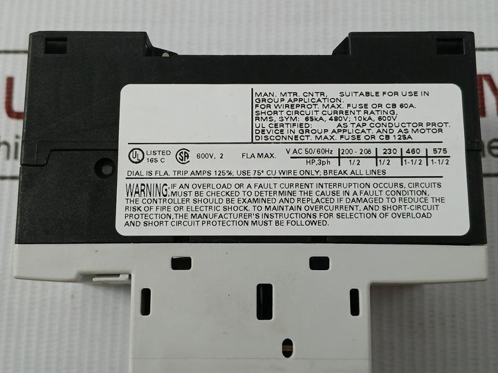 Siemens Motor Protection Circuit Breaker 3Rv1011-1Ba10 600V/1.4,2A