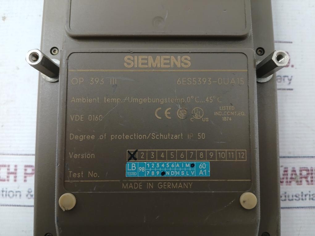 Siemens Op 393-iii Operator Interface Panel 6Es5393-0Ua15 Ip50