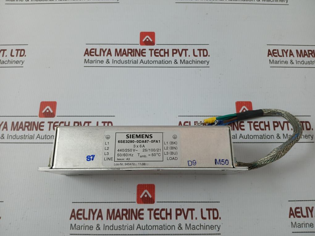 Siemens Power Line Filter 6Se3290-0Da87-0Fa1 440/250V 50/60Hz