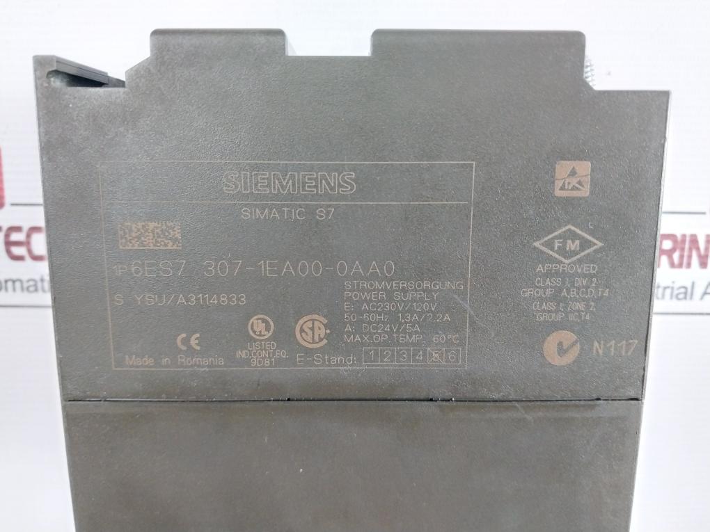 Siemens Power Supply 50-60Hz Part No. 6Es7 307-1Ea00-0Aa0