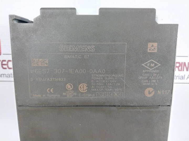 Siemens Power Supply 50-60Hz Part No. 6Es7 307-1Ea00-0Aa0