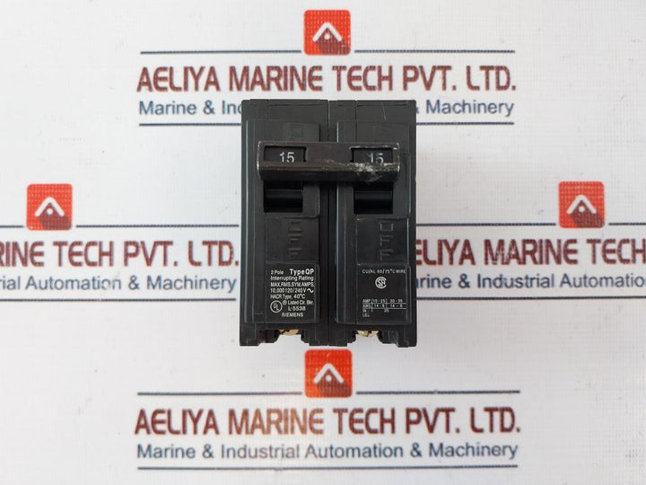 Siemens Q215 2 Pole Circuit Breaker 15A 60Hz