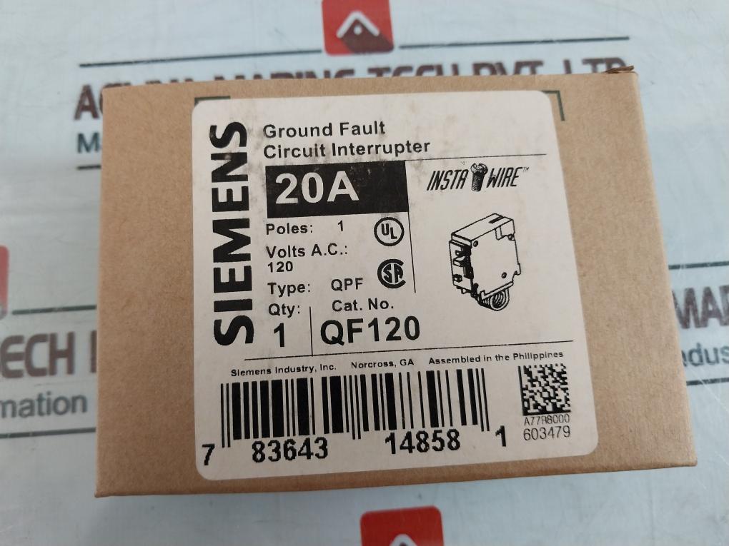 Siemens Qf120 Ground Fault Circuit Interrupter 807521A00 Rev.5 20A