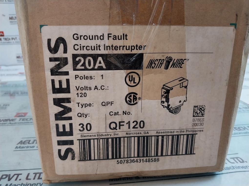 Siemens Qf120 Ground Fault Circuit Interrupter 807521A00 Rev.5 20A